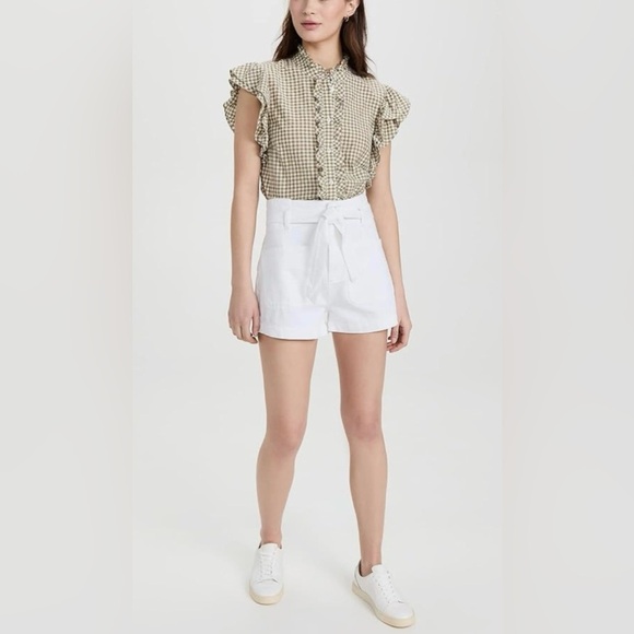 Veronica Beard Jeans Women’s Tenille Olive White Plaid Sleeveless Blouse Medium - Picture 10 of 15